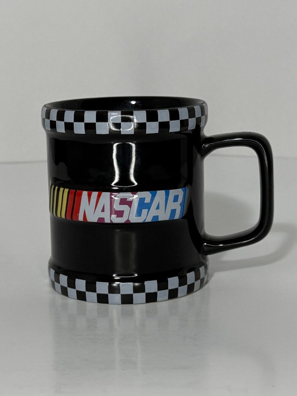 NASCAR Black Checkered Flag Coffee Mug Racing Ceramic Cup Official Logo Mug